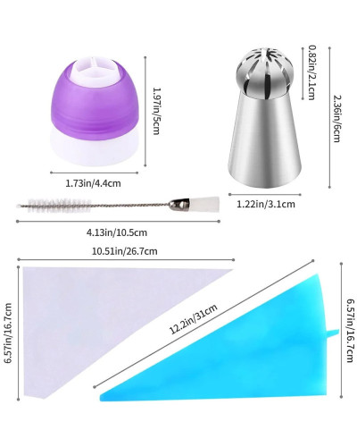 Boquillas rusas para decoración de pasteles, herramienta para hornear de cocina, glaseado en forma de bola, 22 piezas