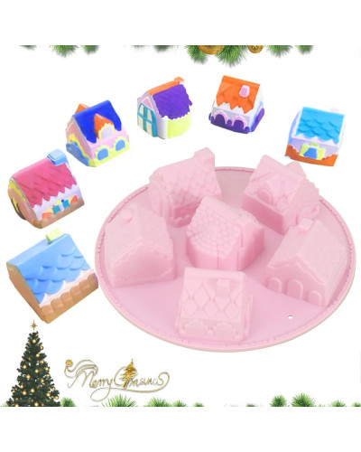 Molde de pastel de silicona navideña 3D molde de casa de pan de jengibre molde de pan de jengibre de silicona reposteria y Paste