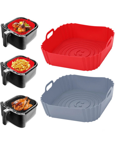 Bandeja de silicona para freidoras de aire, cesta de silicona reutilizable para horno, Pizza, pollo frito, accesorios de revesti