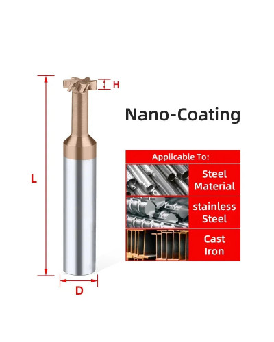 Fresa de ranura en T de carburo, Herramientas CNC para mecanizado de Metal, aluminio, acero de tungsteno, molinos de extremo de 