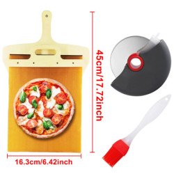 Pala deslizante para pelar Pizza, bandeja de transferencia con mango de madera plegable, espátula para Pizza, herramientas para 