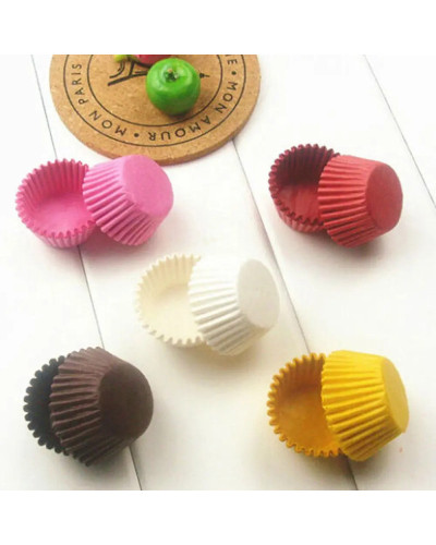 Mini forros de papel de colores para hornear muffins, estuches para magdalenas, caja para tazas, bandeja para fiestas, molde par