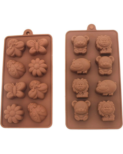 Molde de silicona con formas de vehículos y animales para hacer Chocolate, gofres, Dulces, galletas, 2 unidades