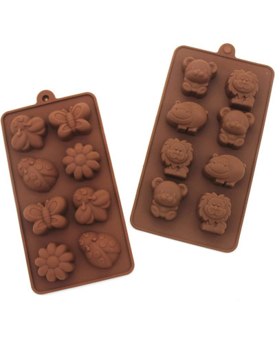 Molde de silicona con formas de vehículos y animales para hacer Chocolate, gofres, Dulces, galletas, 2 unidades