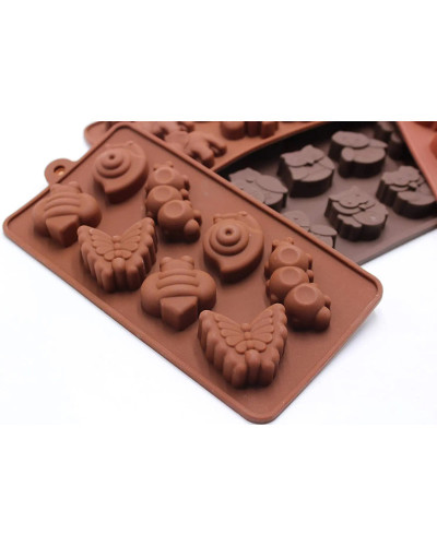 Molde de silicona con formas de vehículos y animales para hacer Chocolate, gofres, Dulces, galletas, 2 unidades