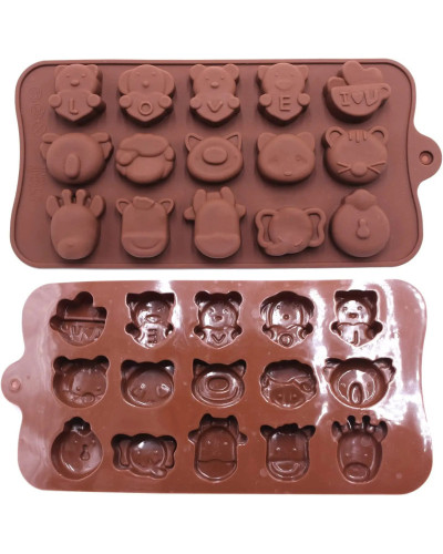 Molde de silicona con formas de vehículos y animales para hacer Chocolate, gofres, Dulces, galletas, 2 unidades