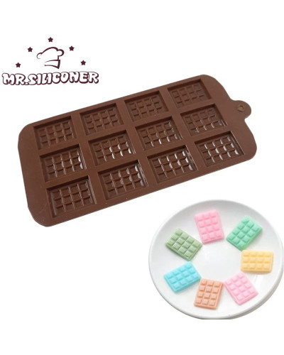 Molde de silicona de 12 celdas para Chocolate, Fondant, pastelería, barra de caramelo, decoración de modo de pastel, accesorios 