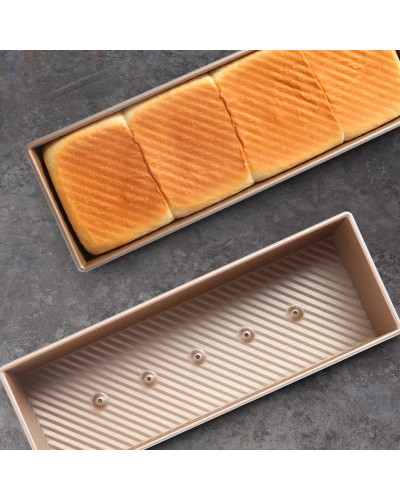 1200G golden corrugated non-stick sliced toast bread cake mould with lid