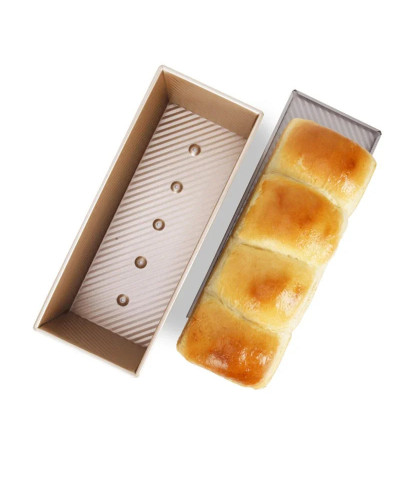 1200G golden corrugated non-stick sliced toast bread cake mould with lid