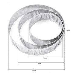 Molde de acero inoxidable para tartas y Mousse, cortador circular de galletas, anillo perforado, 6, 8 y 10 CM