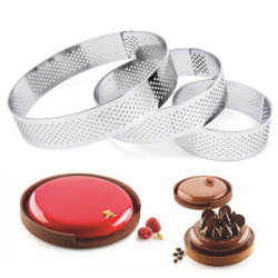 Molde de acero inoxidable para tartas y Mousse, cortador circular de galletas, anillo perforado, 6, 8 y 10 CM