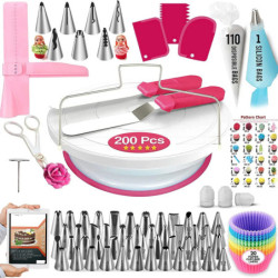 Kit de herramientas de decoración de pasteles, Set de soporte giratorio para Tartas, espátula, puntas de tubería, herramienta pa