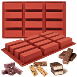 Moldes rectangulares de silicona para dulces para hornear Barritas energéticas Molde para barritas de chocolate Barritas de prot