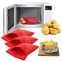 Bolsa reutilizable para microondas, utensilio para cocinar Patatas al horno, 4 minutos, Rojo